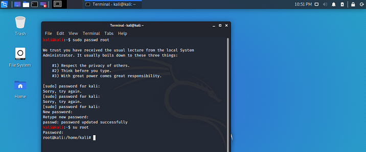 kali linux2020.1启用root用户并修改root用户密码